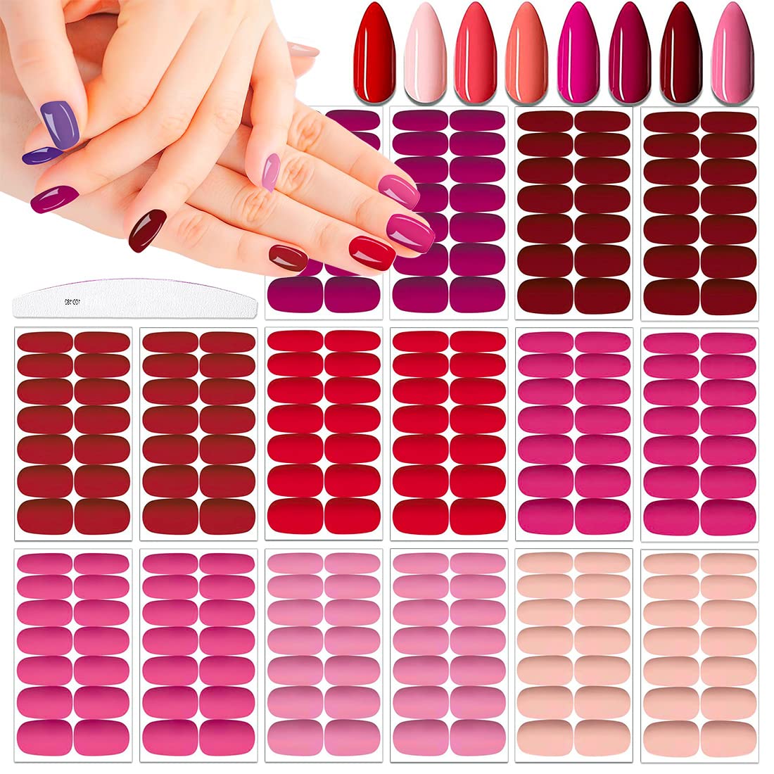 96-Pc Chrome Nail Art Set - 4 Multi-Color Nails in Each - Press-On Glossy Almond Stiletto Tips for DIY Manicures