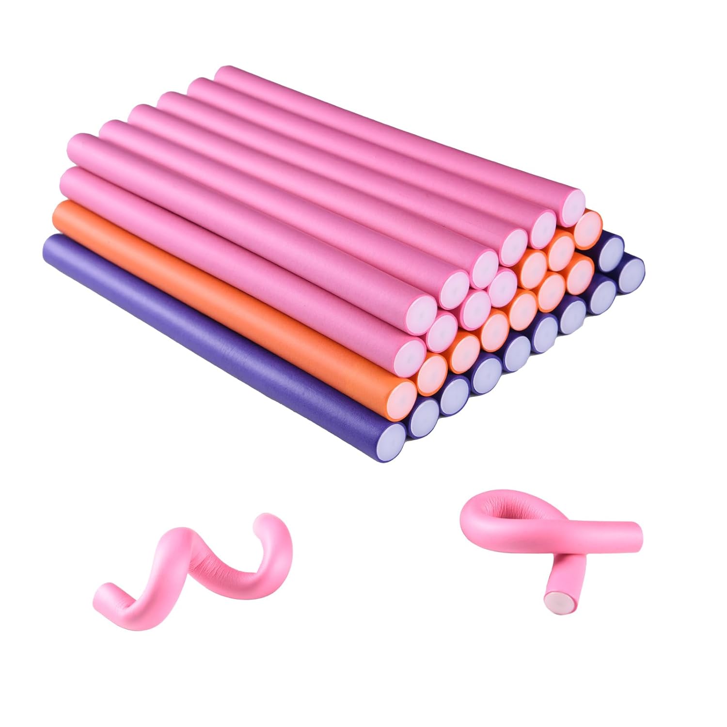 Heatless Flexi Rods Set for Overnight Curls | 10-Pack No-Heat Hair Rollers for Short, Medium & Long Hair