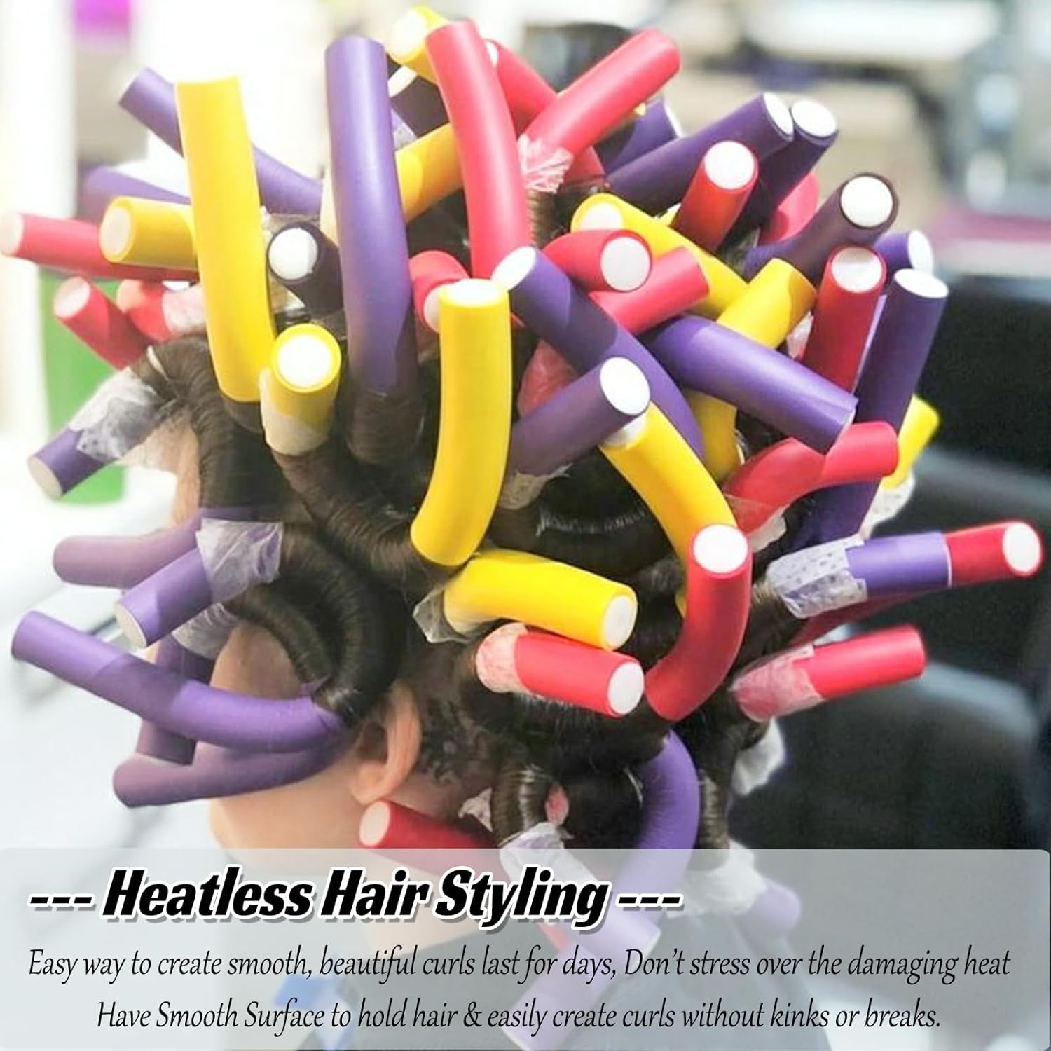 Heatless Flexi Rods Set for Overnight Curls | 10-Pack No-Heat Hair Rollers for Short, Medium & Long Hair