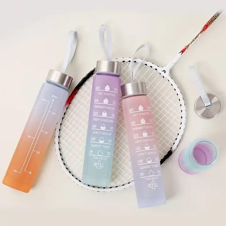 3 in 1 Set 2L 900ML 300ML Gallon Botella De Agua Bpa Free Plastic Gym Sports Motivational Botol Minum Water Bottle With Time Marker Straw