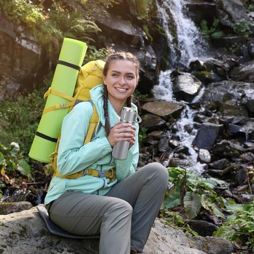 Vacuum Flask Set - Insulated Water Bottle w/ 3 Cups Gift Set - Thermos Water Bottle for Hot and Cold Drinks - Reusable Stainless Steel Water Bottles for Indoor and Outdoor Activities (17 Fl Oz)