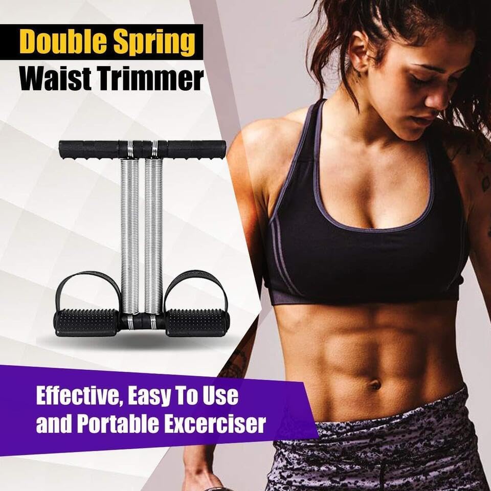 Generic Double Spring Tummy Trimmer, Black (Pack of 1), Black, Medium