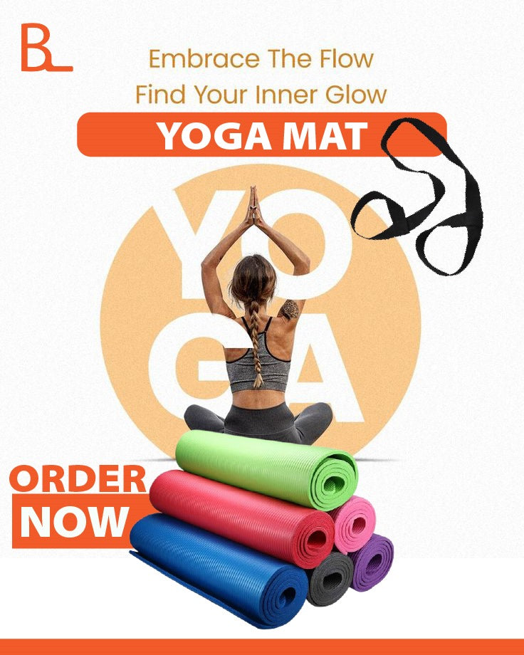 Yoga Mat Fitness & Exercise Mat with Easy-Cinch Carrier Strap,72"L X 24"W