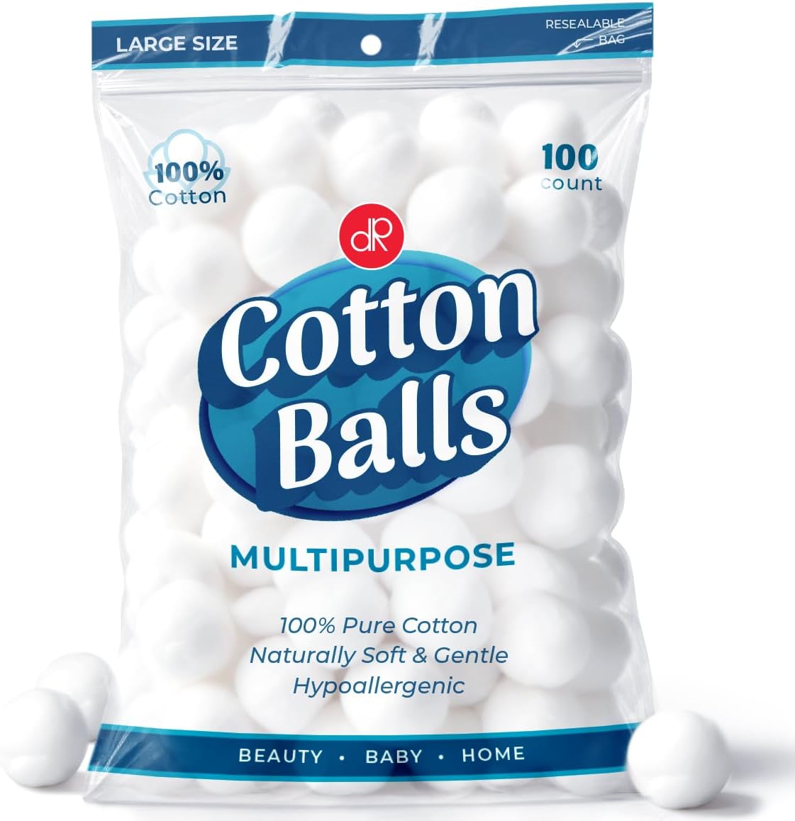 Premium Organic Cotton Balls for Makeup & Skincare | Soft, Gentle, Unscented | Nail Polish Remover, Face toner Applicator, First Aid