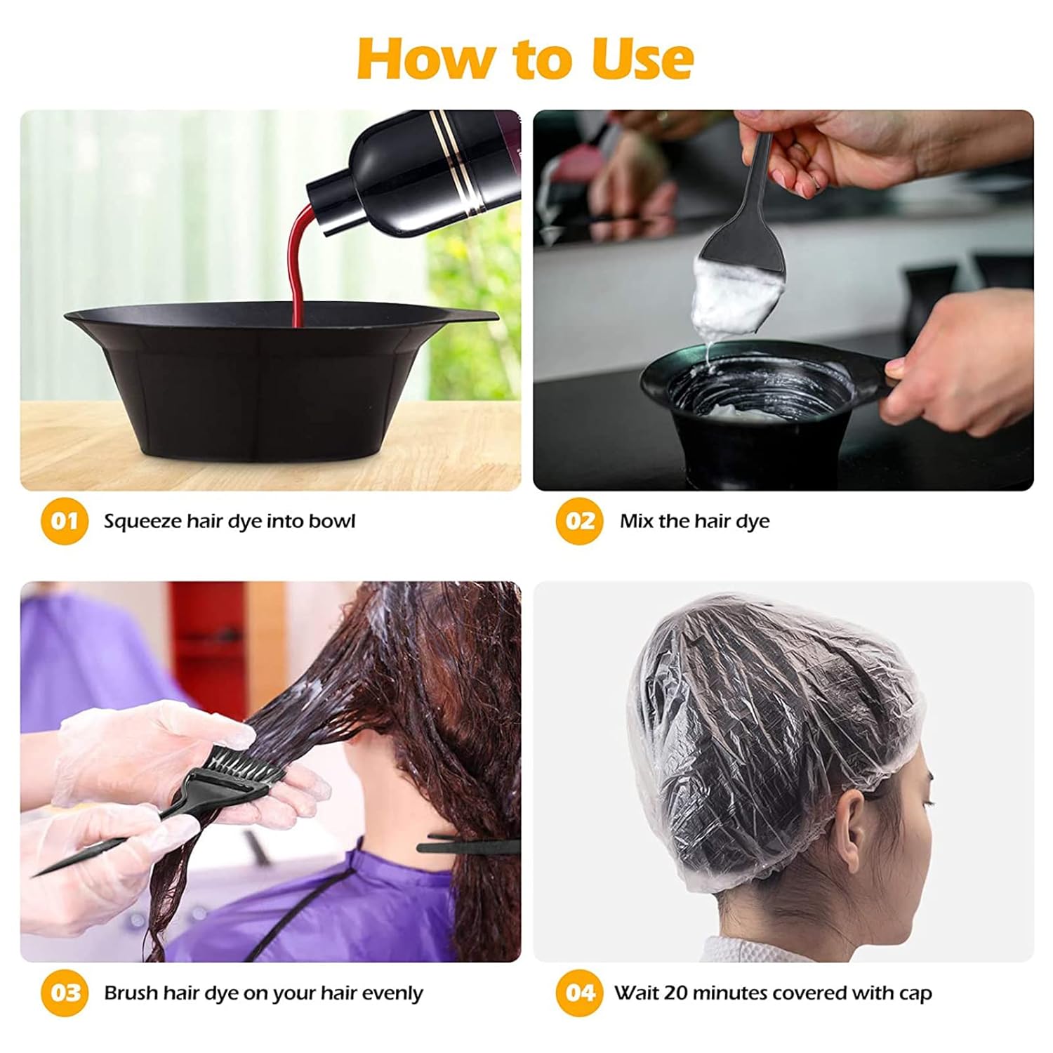 Professional Hair Color Kit - 4-Piece Brush, Bowl, & Tool Set for Salon-Quality Dye Jobs