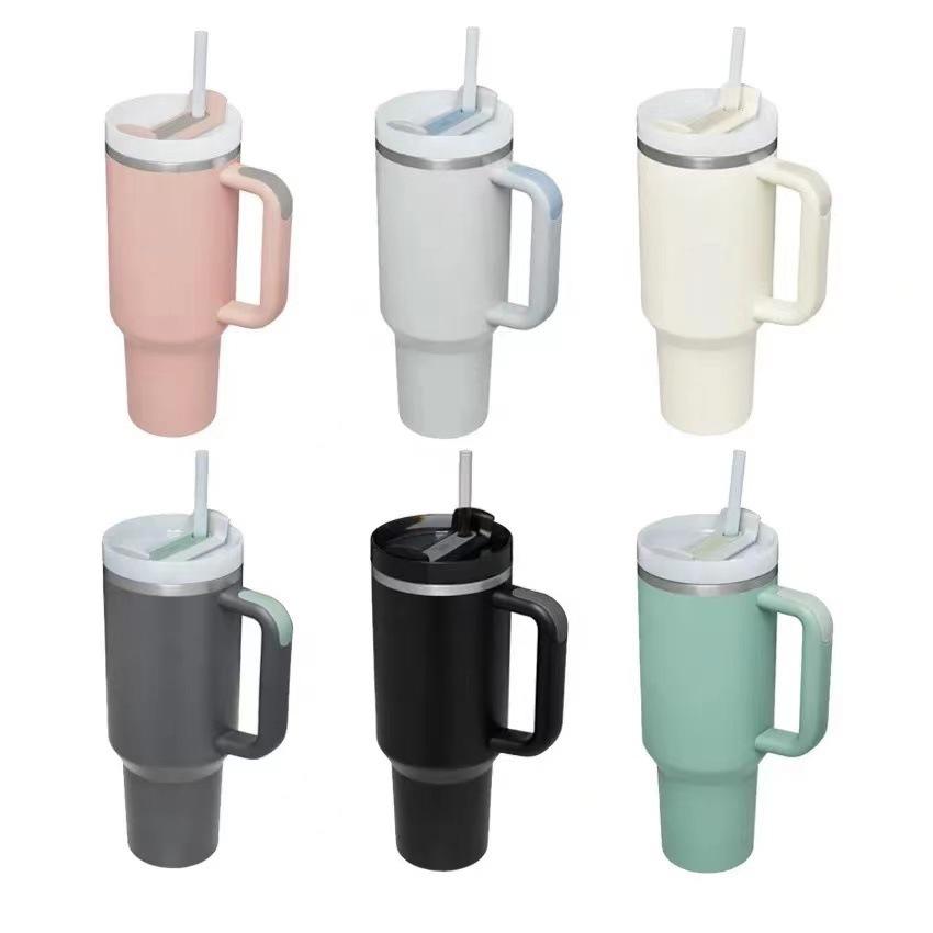 Tumbler With Handle 40 oz and Straw Lid,304 Stainless Steel Water Bottle, Travel Mug Insulated Tumblers Iced for Tea Coffee Gift, large capacity car cup with straw
